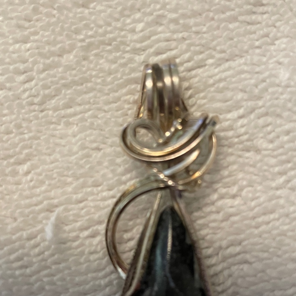 Silver Wire Wrapped Fossil Pendant - Picture 4 of 4